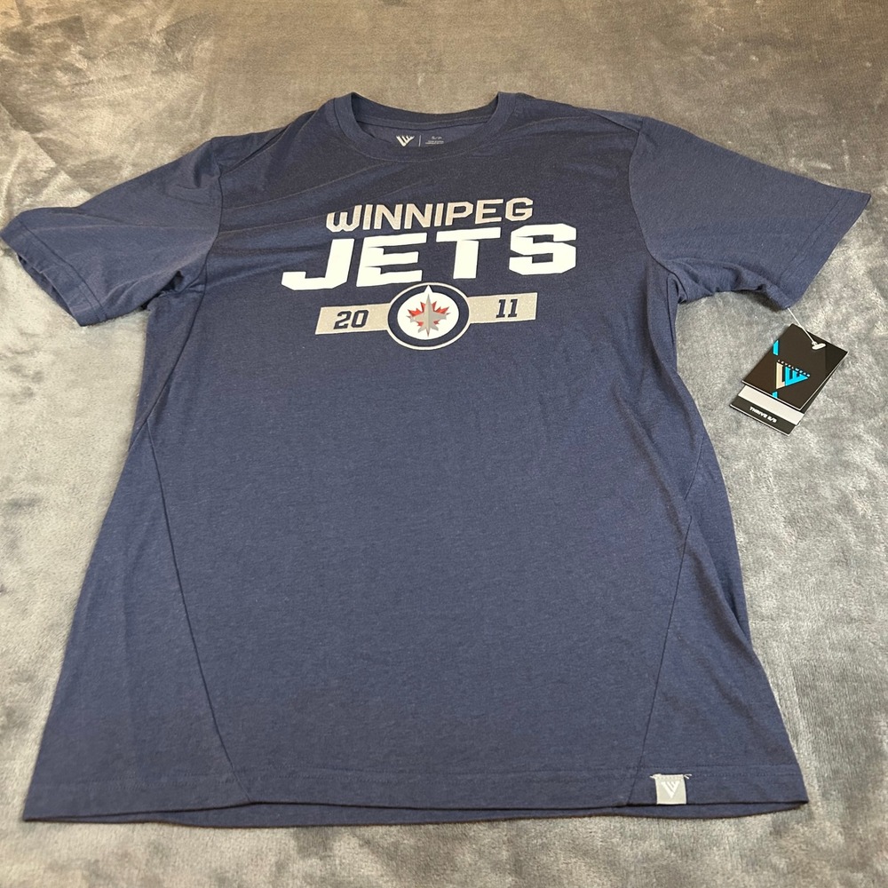 Winnipeg‎ Jets NHL Levelwear Thrive Navy T-Shirt Mens Small S Hockey NWT